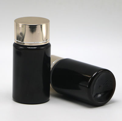 GMP 50ML PET Plastic Medicine Tablet Pill Bottle Container com tampa revestida de ouro e prata