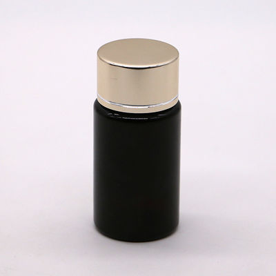 GMP 50ML PET Plastic Medicine Tablet Pill Bottle Container com tampa revestida de ouro e prata