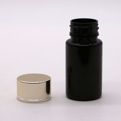 GMP 50ML PET Plastic Medicine Tablet Pill Bottle Container com tampa revestida de ouro e prata