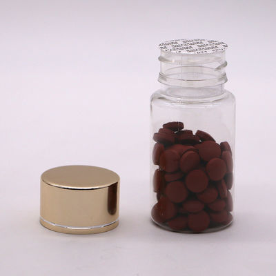 GMP 50ML PET Plastic Medicine Tablet Pill Bottle Container com tampa revestida de ouro e prata