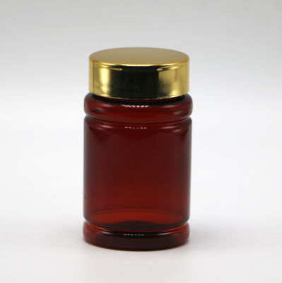 Botelha de 80 ml de pílulas PET com cor personalizada e tampa de revestimento de prata dourada