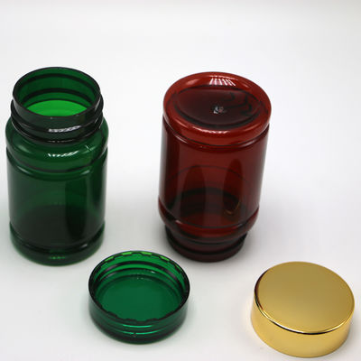 Botelha de 80 ml de pílulas PET com cor personalizada e tampa de revestimento de prata dourada