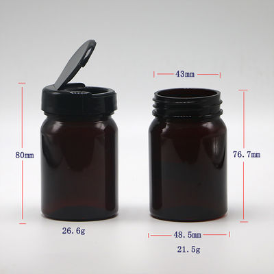 Impressão em tela 80ml PET Botão de plástico médico recarregável para cápsulas de pílula