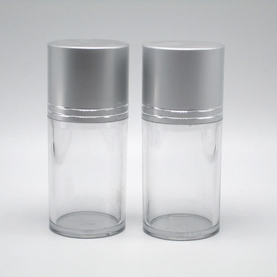 Botella transparente de plástico de boca larga com tampa de alumínio de 80 ml em forma de cilindro PET