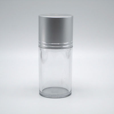Botella transparente de plástico de boca larga com tampa de alumínio de 80 ml em forma de cilindro PET