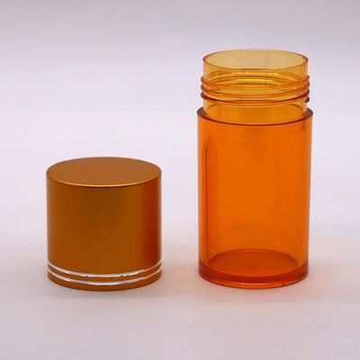 Botella transparente de plástico de boca larga com tampa de alumínio de 80 ml em forma de cilindro PET