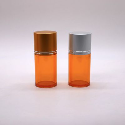 Botella transparente de plástico de boca larga com tampa de alumínio de 80 ml em forma de cilindro PET