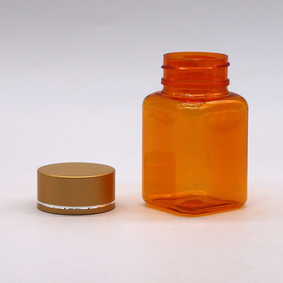 90 ml / 3oz PET Quadrado Amarelo/ Laranja cápsula de cápsula frasco com tampa de ouro rosa e selo térmico