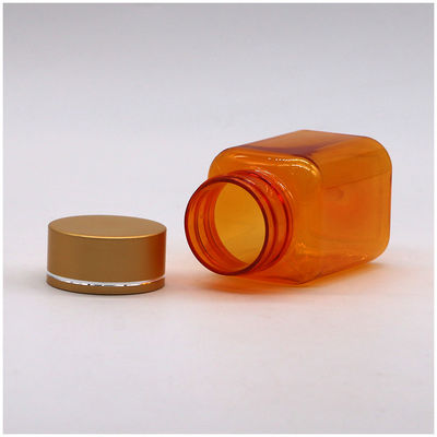 90 ml / 3oz PET Quadrado Amarelo/ Laranja cápsula de cápsula frasco com tampa de ouro rosa e selo térmico