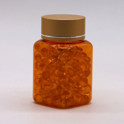 90 ml / 3oz PET Quadrado Amarelo/ Laranja cápsula de cápsula frasco com tampa de ouro rosa e selo térmico