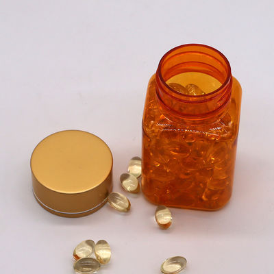 90 ml / 3oz PET Quadrado Amarelo/ Laranja cápsula de cápsula frasco com tampa de ouro rosa e selo térmico