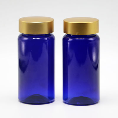 100 ml de PET de cor personalizada, estéril, medicamento recarregável, frasco de plástico para pílulas, cápsula de comprimidos com tampa de revestimento de ouro