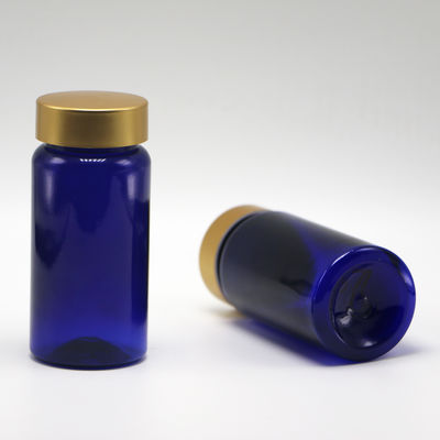 100 ml de PET de cor personalizada, estéril, medicamento recarregável, frasco de plástico para pílulas, cápsula de comprimidos com tampa de revestimento de ouro