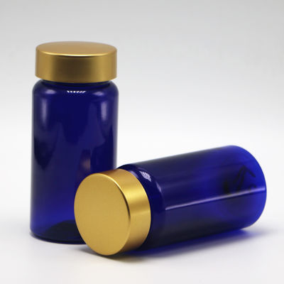 100 ml de PET de cor personalizada, estéril, medicamento recarregável, frasco de plástico para pílulas, cápsula de comprimidos com tampa de revestimento de ouro