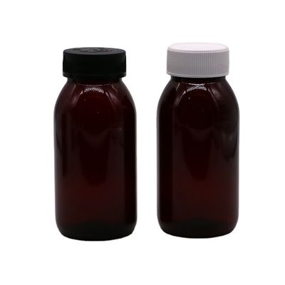 Frasco de líquido oral de xarope para tosse estéril e redondo PET de 180 ml, com tampa de segurança para crianças