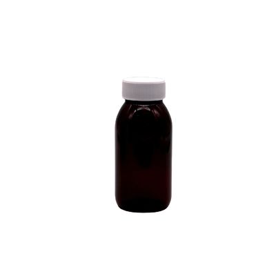 Frasco de líquido oral de xarope para tosse estéril e redondo PET de 180 ml, com tampa de segurança para crianças