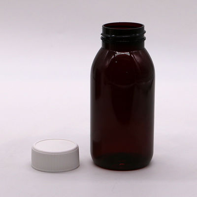 Frasco de líquido oral de xarope para tosse estéril e redondo PET de 180 ml, com tampa de segurança para crianças
