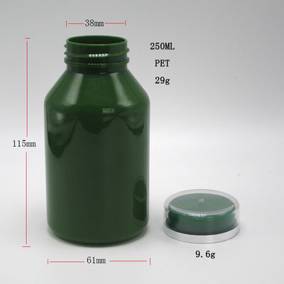 Capacetes resistentes a crianças recipientes de pílulas PET 250 ml capacidade para frascos de medicamentos de farmácia