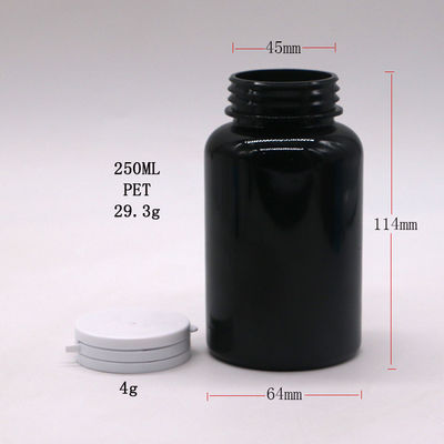 Customize Color PET 250ml Botão de plástico redondo para medicamento recipiente de cápsulas