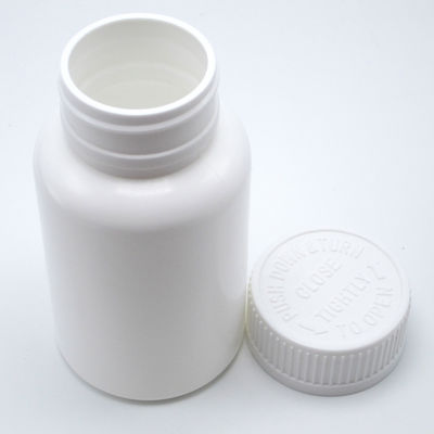 Fechaduras à prova de crianças Botelha de plástico PE redonda para comprimidos sólidos Capsulas de armazenamento 150 ml Branco