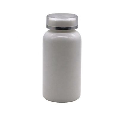 Garrafa de armazenamento de pílulas de plástico HDPE de forma redonda de 200 ml com tampa invertida e material PE
