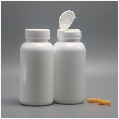 Garrafa de armazenamento de pílulas de plástico HDPE de forma redonda de 200 ml com tampa invertida e material PE
