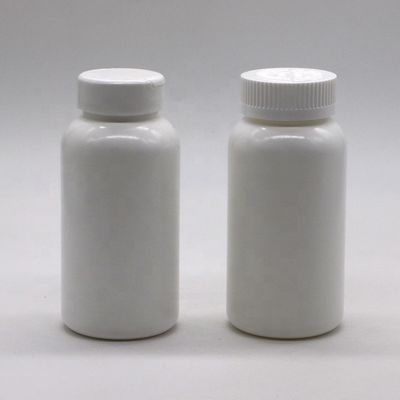 Garrafa de armazenamento de pílulas de plástico HDPE de forma redonda de 200 ml com tampa invertida e material PE