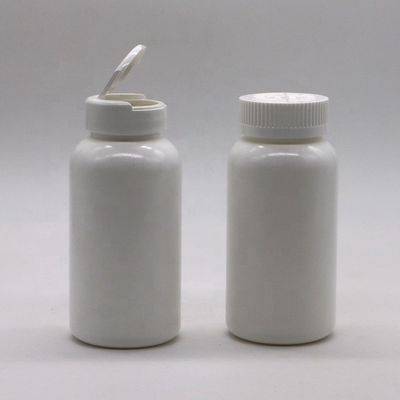 Garrafa de armazenamento de pílulas de plástico HDPE de forma redonda de 200 ml com tampa invertida e material PE