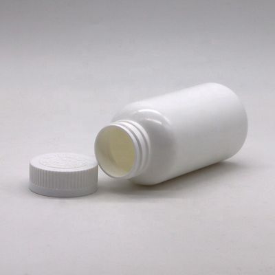Garrafa de armazenamento de pílulas de plástico HDPE de forma redonda de 200 ml com tampa invertida e material PE