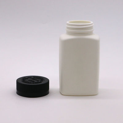 Tela de capuz de 120 ml de HDPE de forma quadrada de cor personalizada recipiente de frasco de pílula vazio