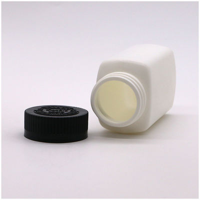 Tela de capuz de 120 ml de HDPE de forma quadrada de cor personalizada recipiente de frasco de pílula vazio