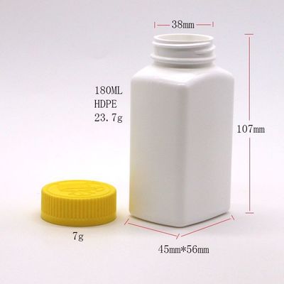 6OZ 180ml HDPE Quadrado Formado em comprimidos Tabletas Botão de Medicamento para Medicina Nutrição Dietética