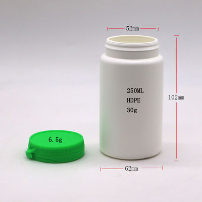 250 ml frasco redondo de plástico HDPE para suplemento de cápsula