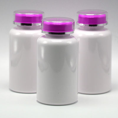 Botão de pílulas de plástico PET de 200 ml personalizado com tampa de parafuso para comprimidos em pó